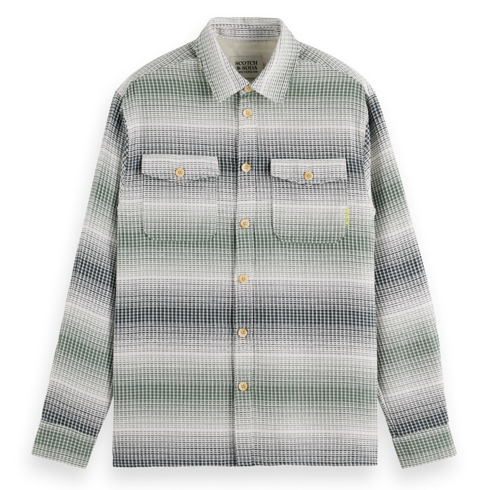 NWT Men’s Scotch & Soda RELAXED FIT STRIPE WAFFLE SHIRT XL